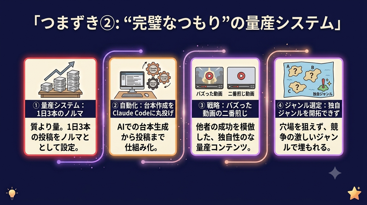 つまずき②:完璧なつもりの量産システム(量産・自動化・戦略・ジャンル)